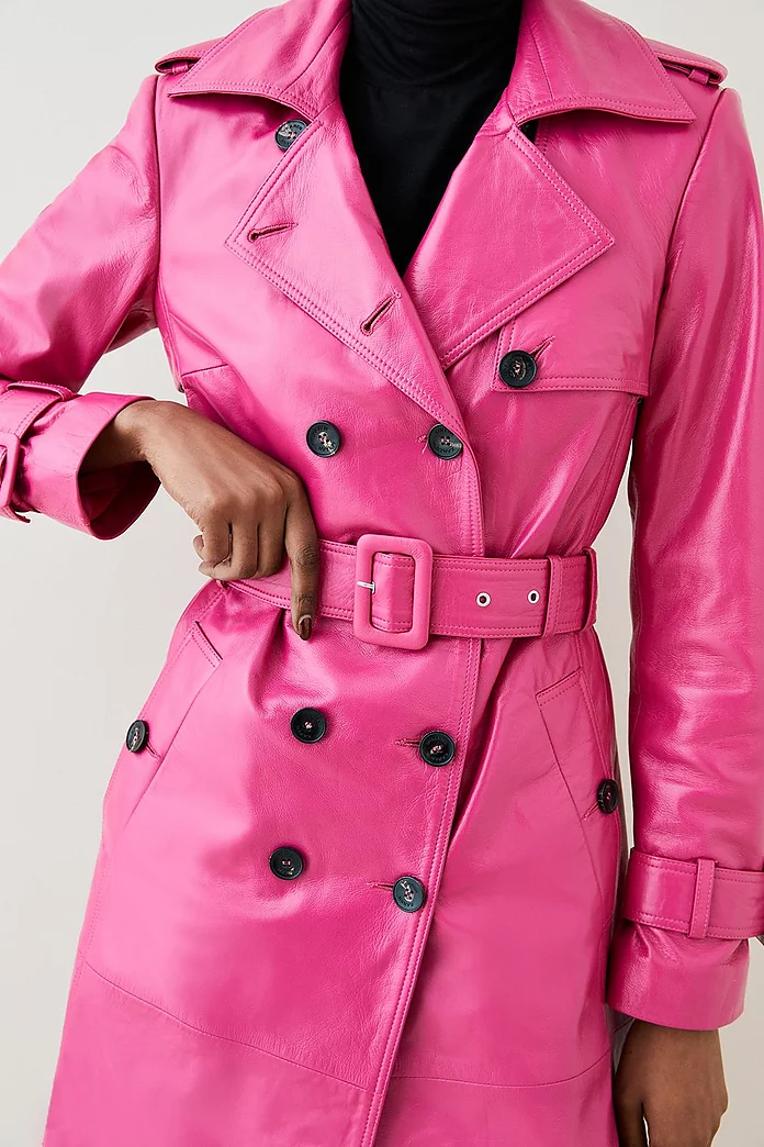 18.01 Leather Trench Coat | Karen Millen 18.01 Leather Trench Coat | Karen Millen